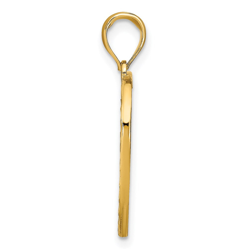 14K Gelb & Rhodium mit Rhodium Filigran Gekugelt Herz Charm