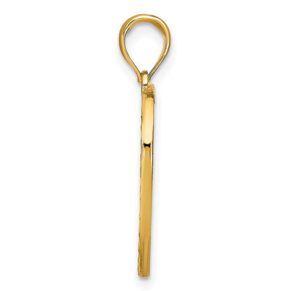 14K Gelb & Rhodium mit Rhodium Filigran Gekugelt Herz Charm
