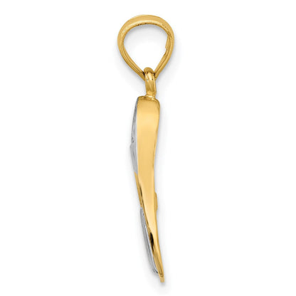 14K Gelb & Rhodium 3-d Scuba Flipper Charm