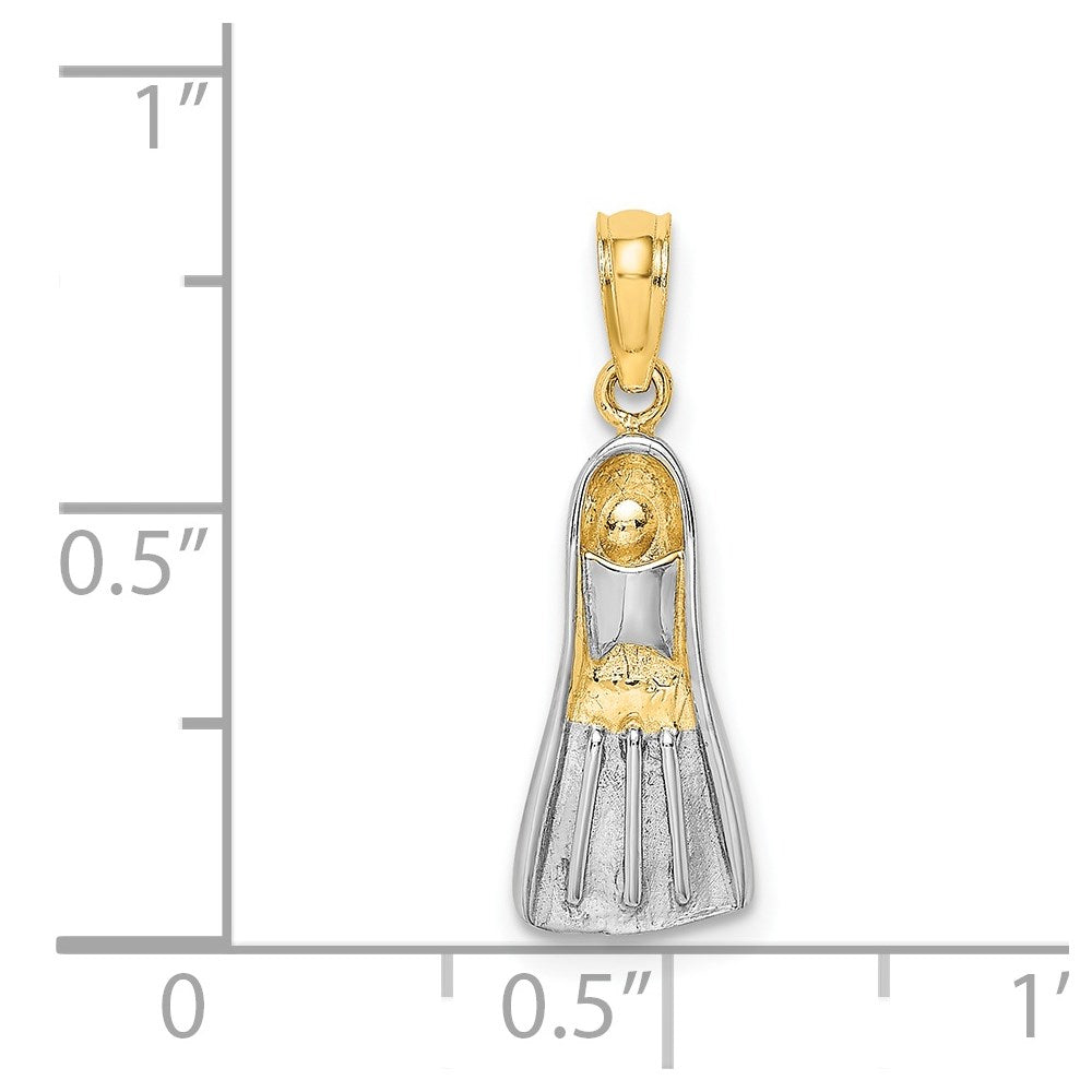 14K Gelb & Rhodium 3-d Scuba Flipper Charm