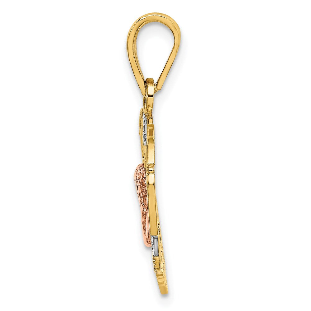 14K Bicolor-Gold mit Weißrhodium Engel-in-Herz-Charm