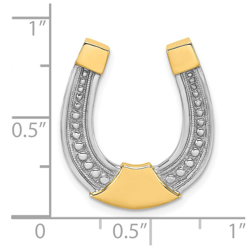 14K Gelb & Rhodium mit Hufeisen Kette Anhänger Charm