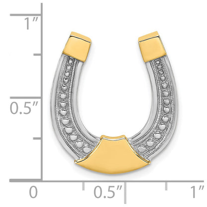 14K Gelb & Rhodium mit Hufeisen Kette Anhänger Charm