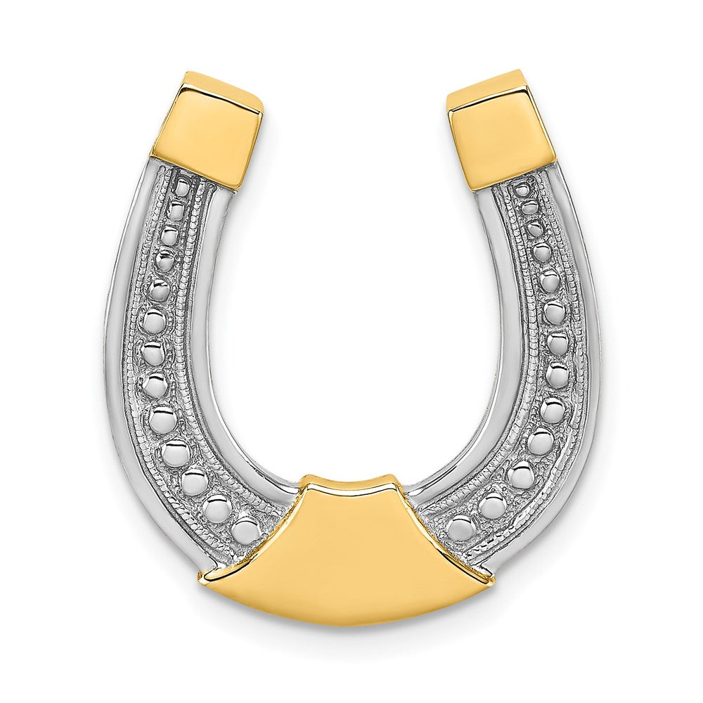 14K Gelb & Rhodium mit Hufeisen Kette Anhänger Charm