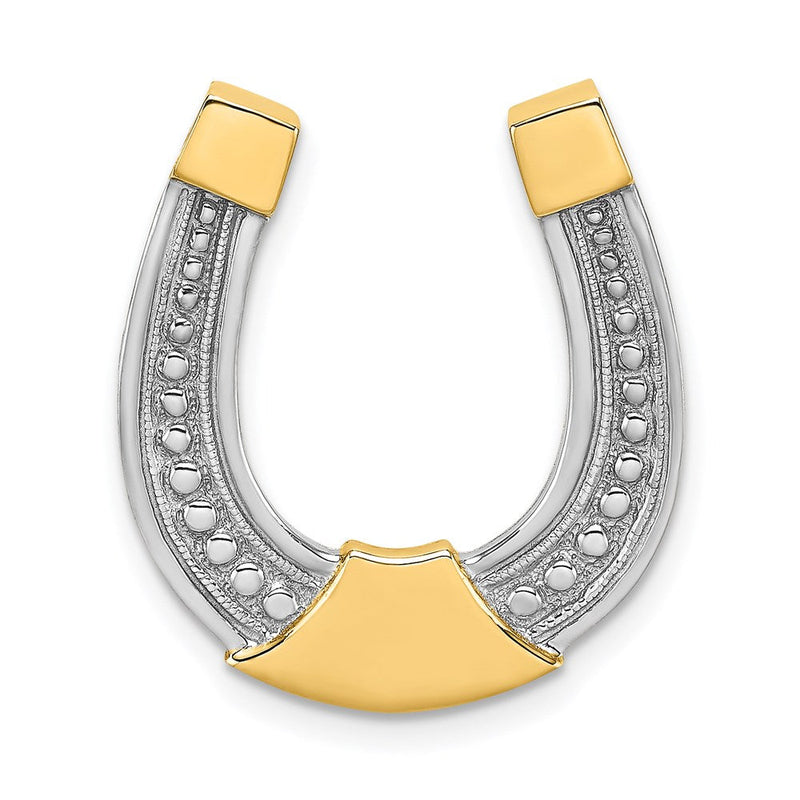 14K Gelb & Rhodium mit Hufeisen Kette Anhänger Charm