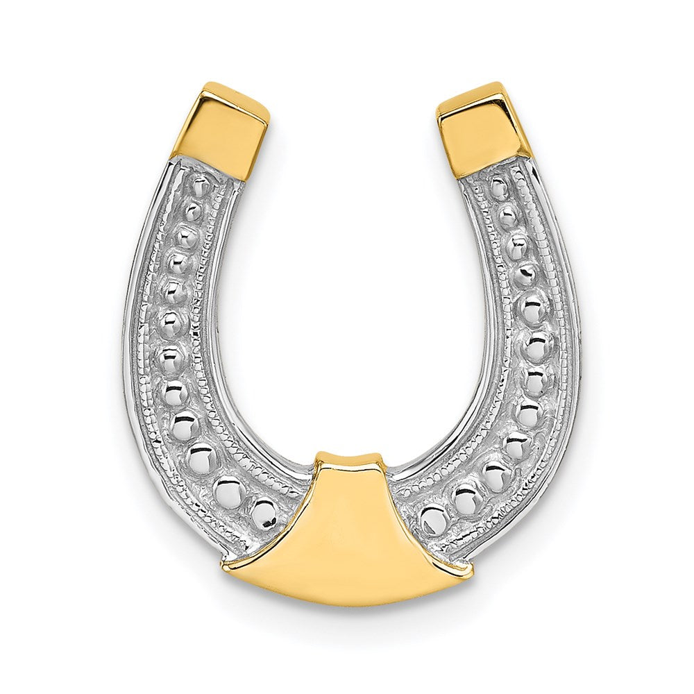 14K Gelb & Rhodium mit Hufeisen Kette Anhänger Charm