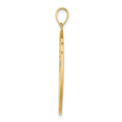 14K Gelb- und Rhodiumgold-Kreuzschild-Charm mit Rhodium und Joshua 1:9 auf der Rückseite