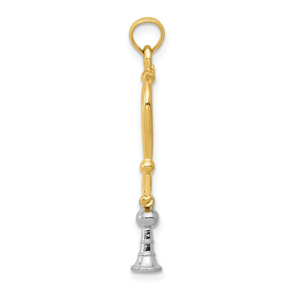 14K Bicolor Gold Bicolor Gold 3D-Stethoskop-Anhänger