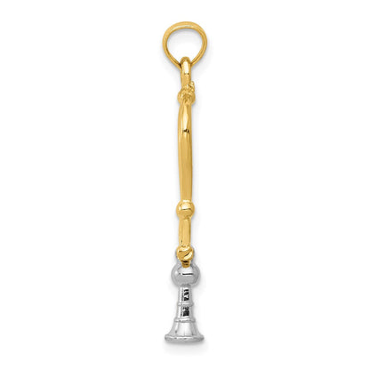 14K Bicolor Gold Bicolor Gold 3D-Stethoskop-Anhänger