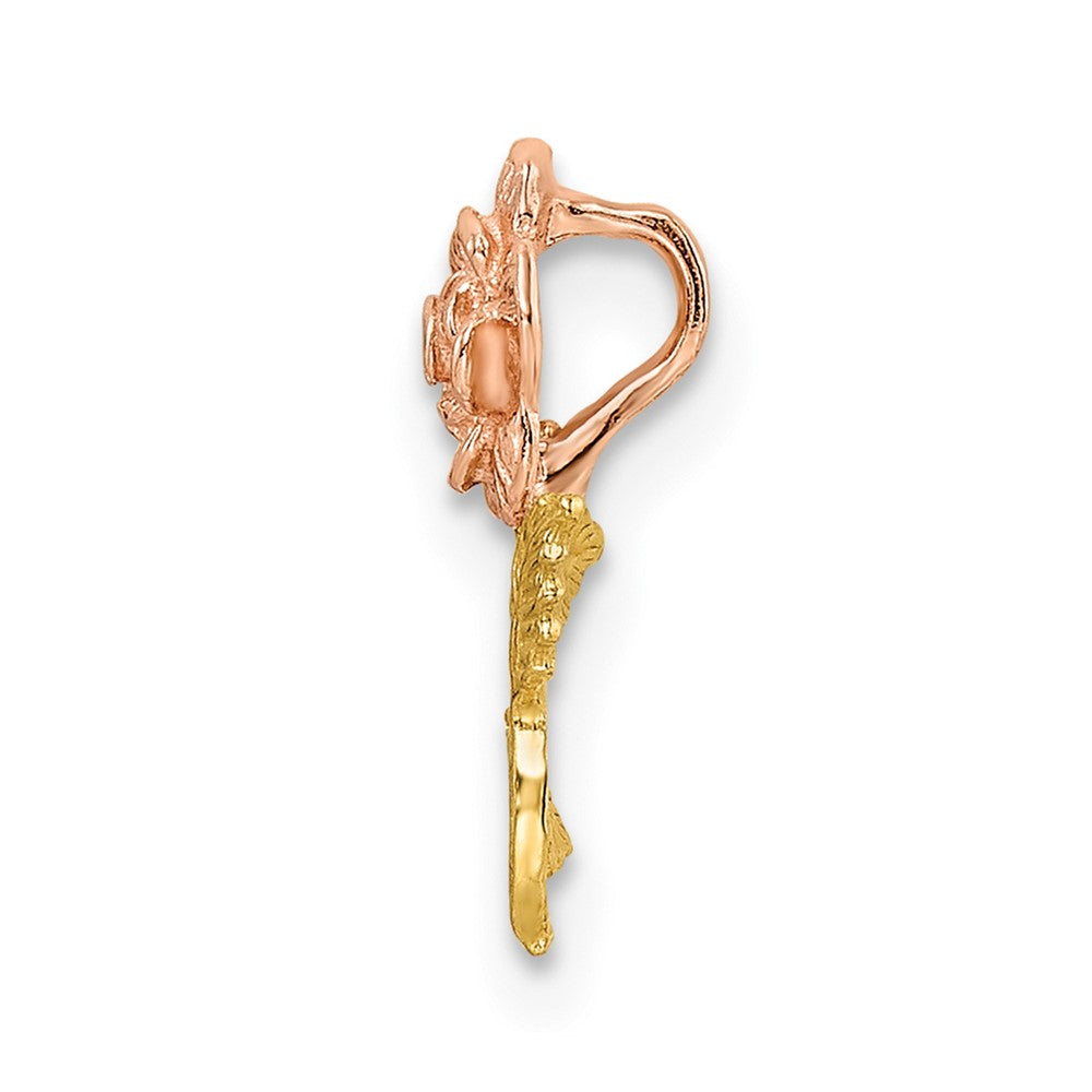 14K Bicolor Strukturiert Rose Anhänger