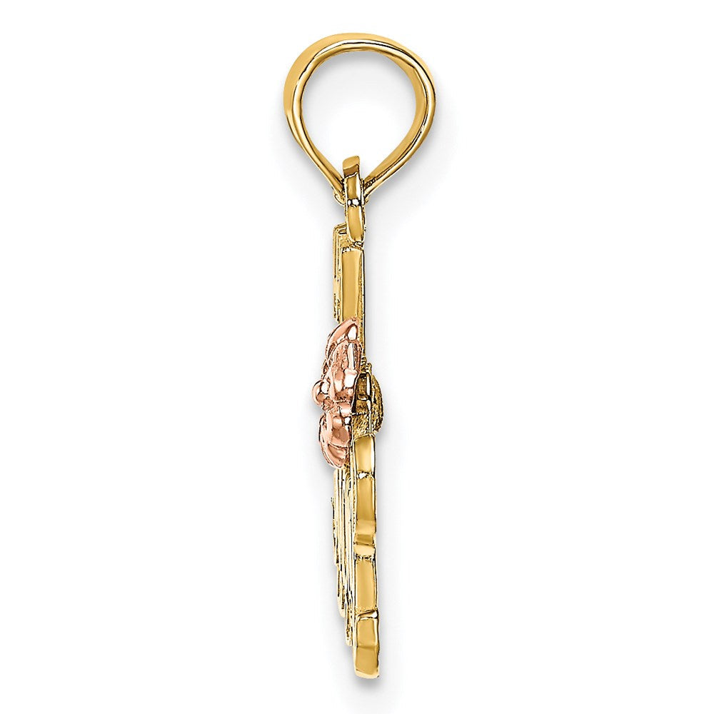 14K Bicolor #1 Mama Schreibschrift mit Blume Charm