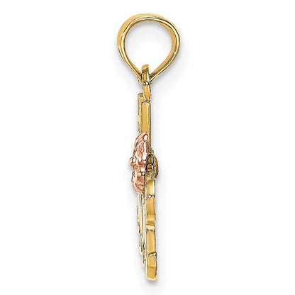 14K Bicolor #1 Mama Schreibschrift mit Blume Charm