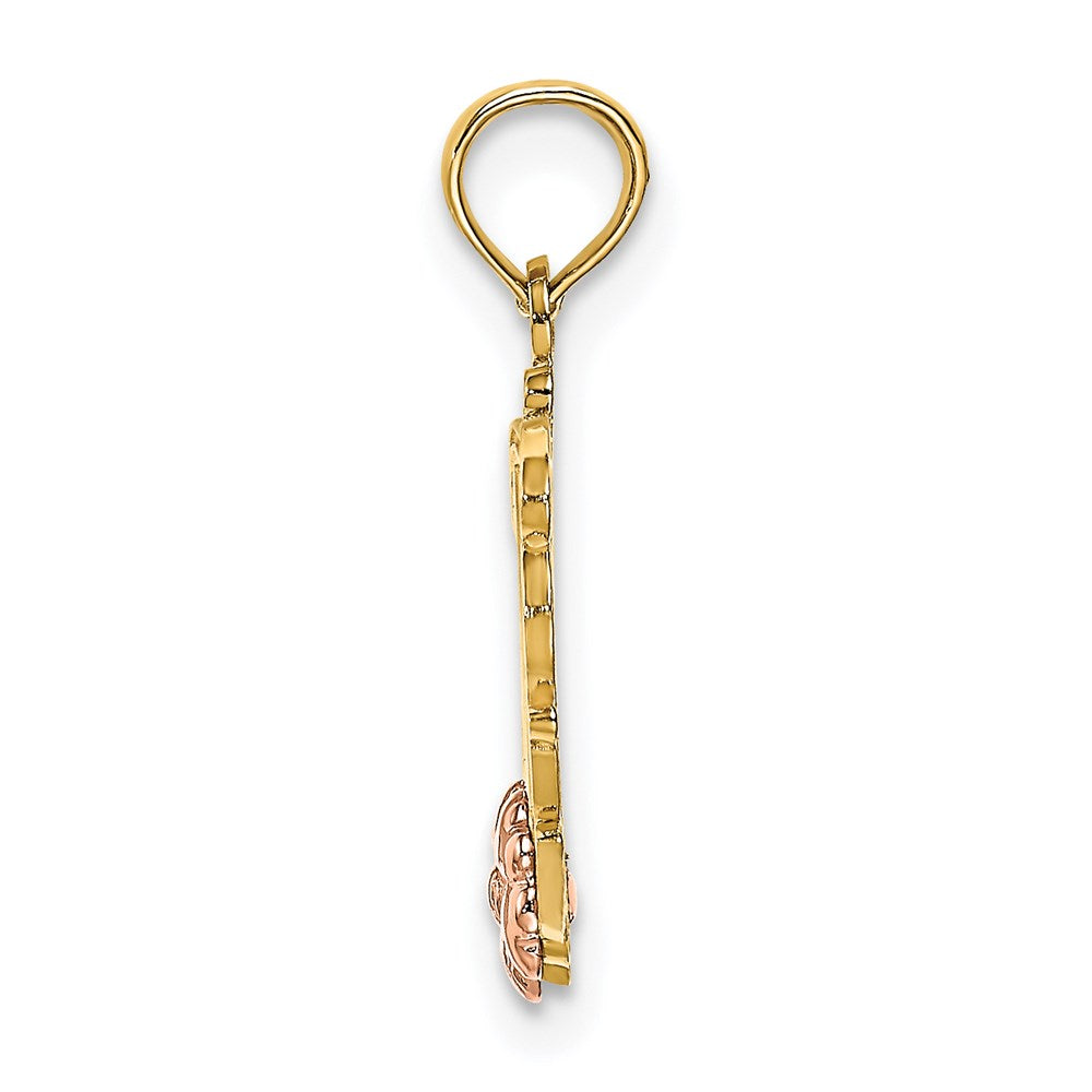 14K Bicolor Mama Schreibschrift mit Blume Charm
