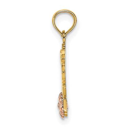 14K Bicolor Mama Schreibschrift mit Blume Charm