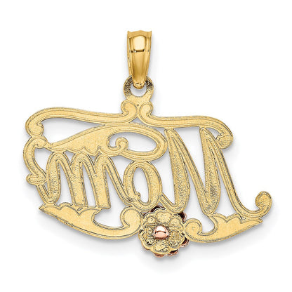 14K Bicolor Mama Schreibschrift mit Blume Charm