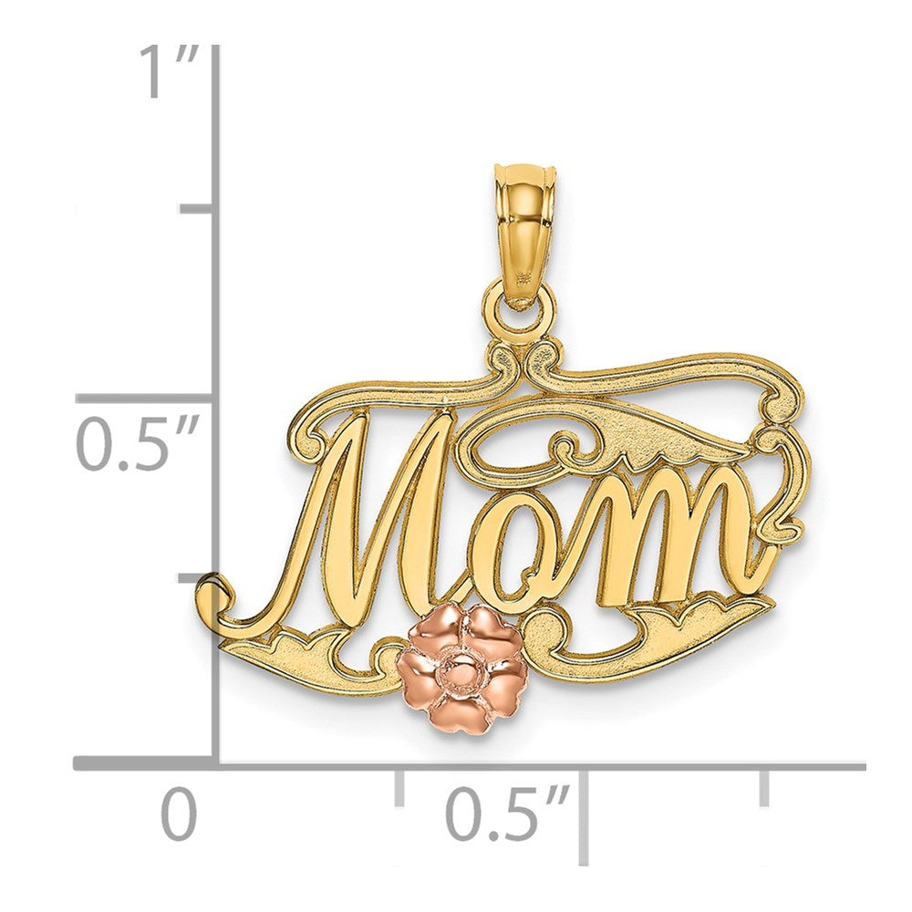 14K Bicolor Mama Schreibschrift mit Blume Charm