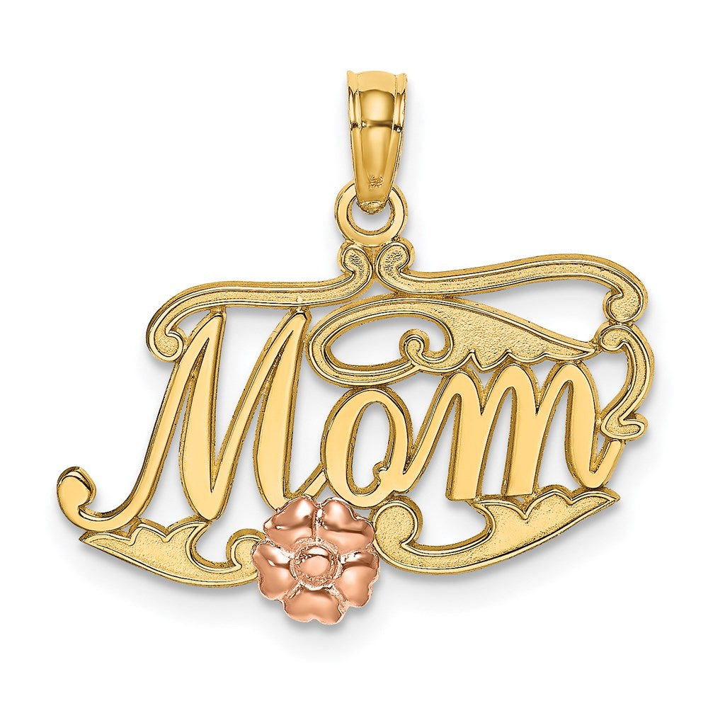 14K Bicolor Mama Schreibschrift mit Blume Charm