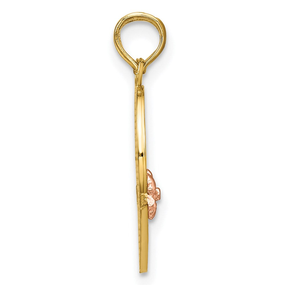14K Bicolor-Gold BIG SIS-LIL SIS Herz-Anhänger zum Auseinanderbrechen