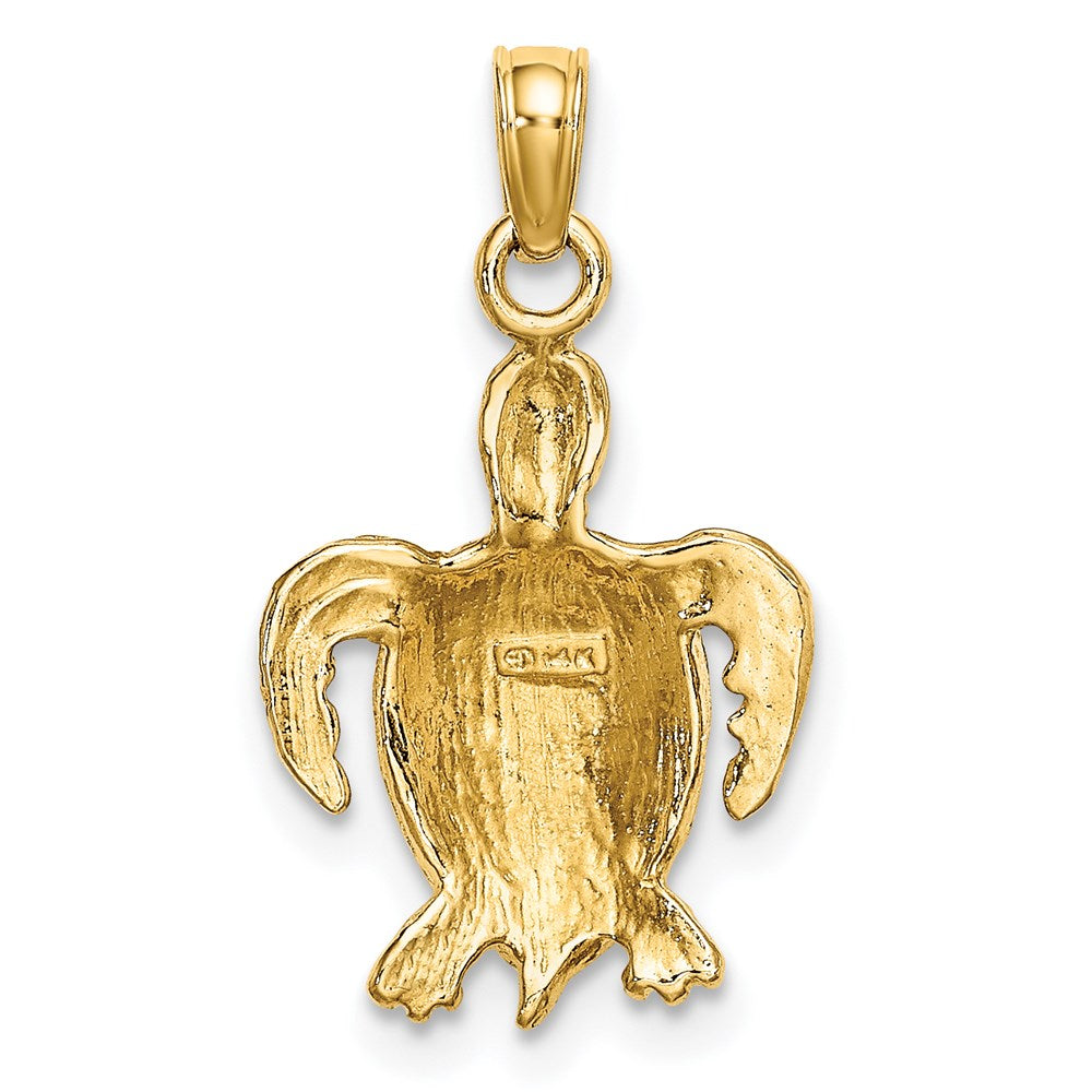 14K Gelb- und Rhodiumgold mit Weißrhodium Charm „Schwimmende Meeresschildkröte“
