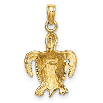 14K Gelb- und Rhodiumgold mit Weißrhodium Charm „Schwimmende Meeresschildkröte“