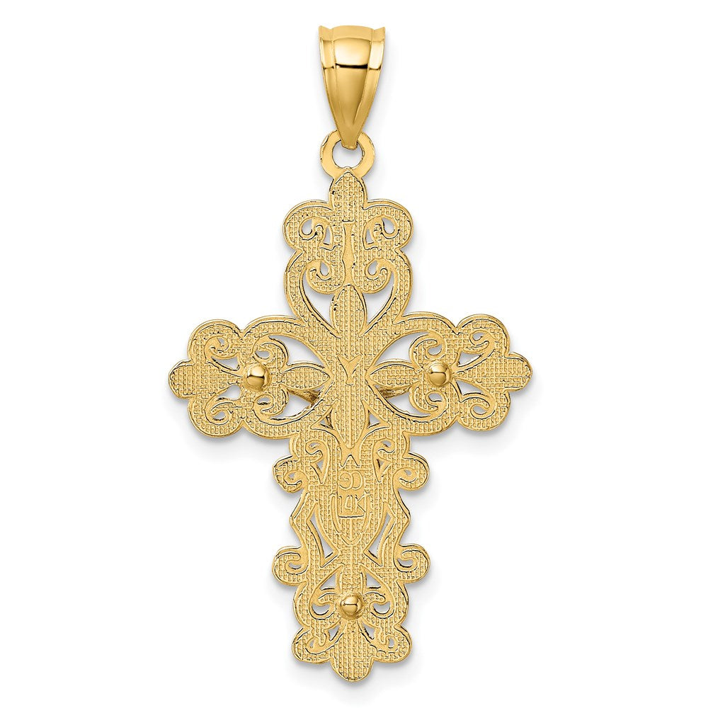 14K Bicolor-Gold mit Rhodium-Filigran-Kruzifix-Charm