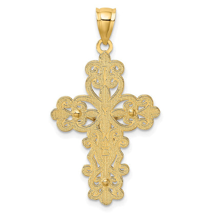 14K Bicolor-Gold mit Rhodium-Filigran-Kruzifix-Charm