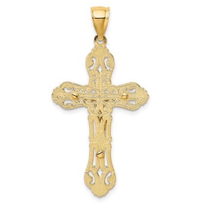 14K Bicolor Gold Kruzifix-Charm mit geschwungenen Enden
