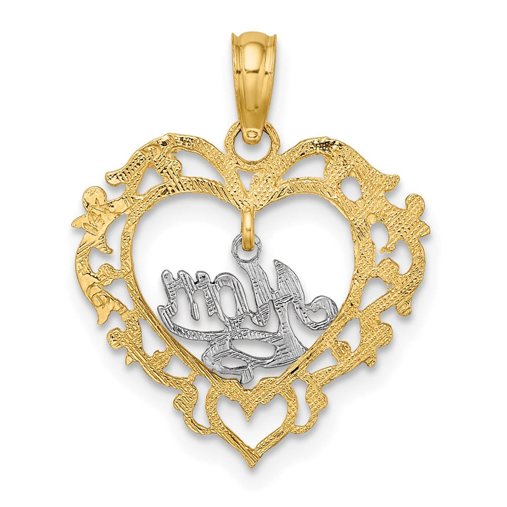 14K Bicolor Mama Inside Herz Charm