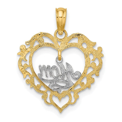 14K Bicolor Mama Inside Herz Charm