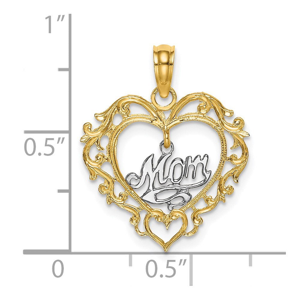 14K Bicolor Mama Inside Herz Charm