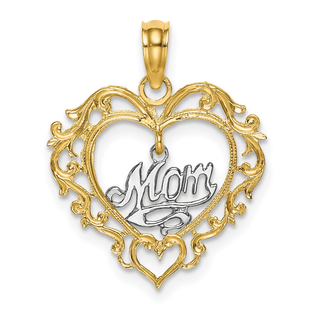 14K Bicolor Mama Inside Herz Charm
