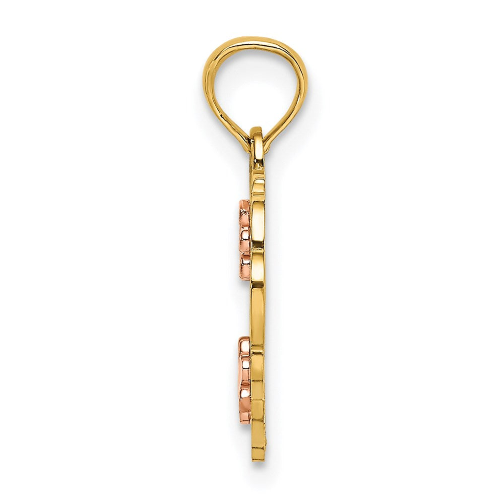 14K Bicolor Diamantiert #1 God Mutter in Herz Charm
