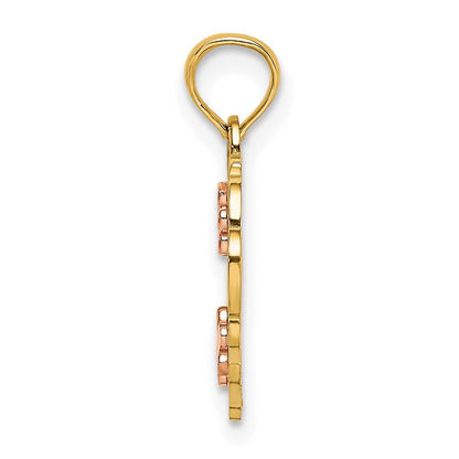 14K Bicolor Diamantiert #1 God Mutter in Herz Charm