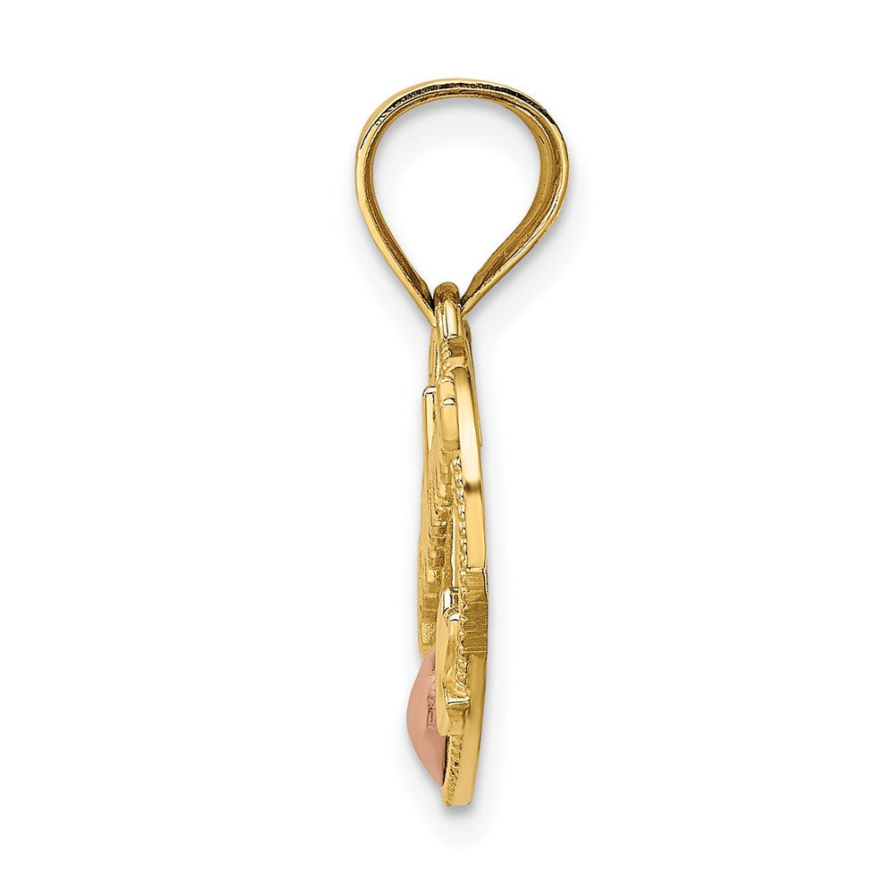 14K Bicolor-Gold #1 GRANDMA in Herzrahmen-Charm