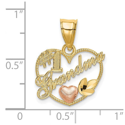 14K Bicolor-Gold #1 GRANDMA in Herzrahmen-Charm