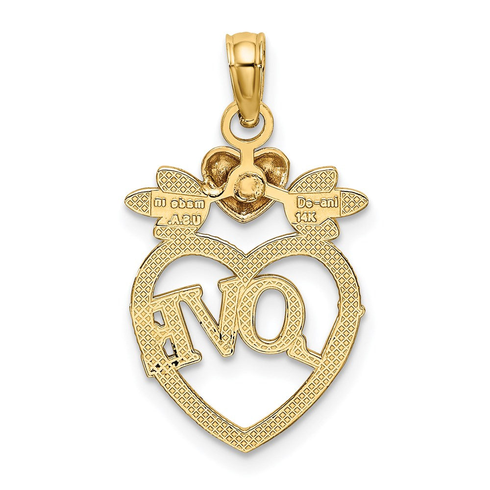 14K Bicolor mit Weiß Rhodium Liebe Inside Herz Anhänger