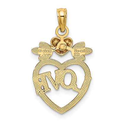 14K Bicolor mit Weiß Rhodium Liebe Inside Herz Anhänger