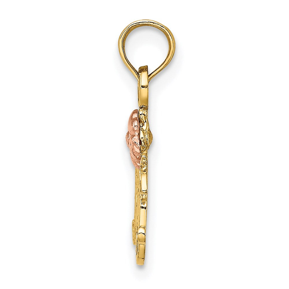 14K Bicolor Strukturiert Ranke mit Blume Mama Charm
