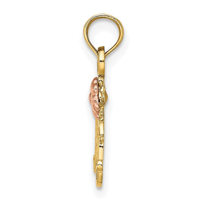 14K Bicolor Strukturiert Ranke mit Blume Mama Charm