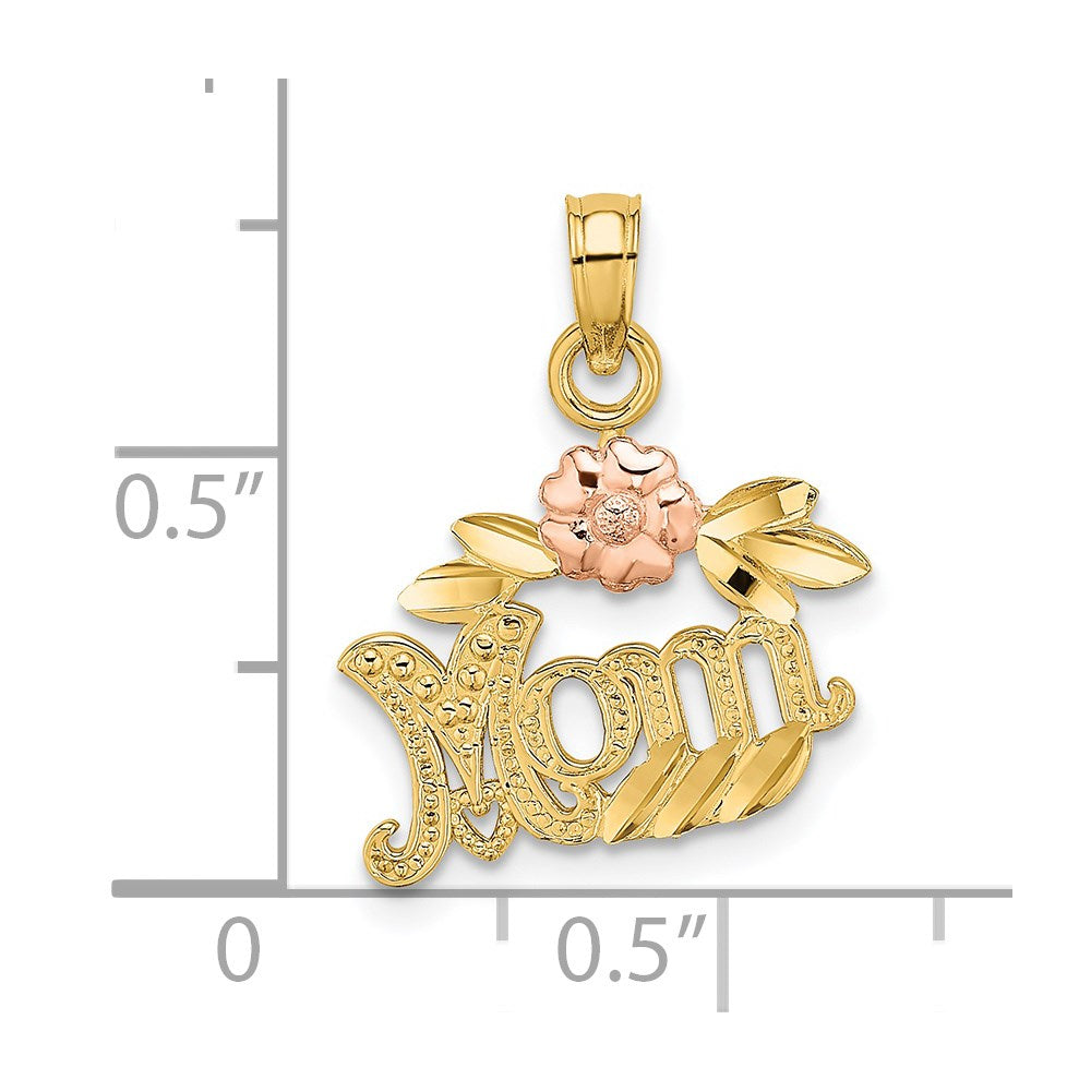 14K Bicolor Strukturiert Ranke mit Blume Mama Charm