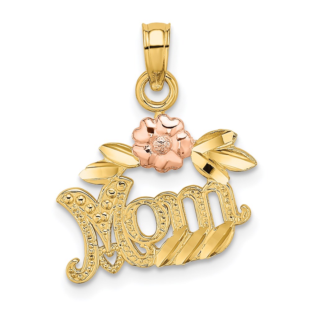 14K Bicolor Strukturiert Ranke mit Blume Mama Charm