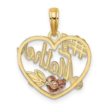 14K Bicolor Herz mit #1 Mutter Charm