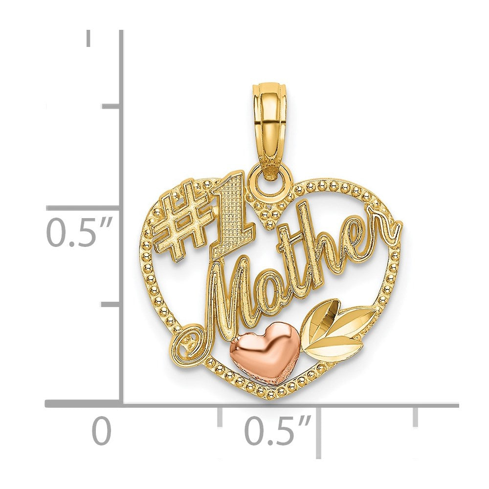 14K Bicolor Herz mit #1 Mutter Charm