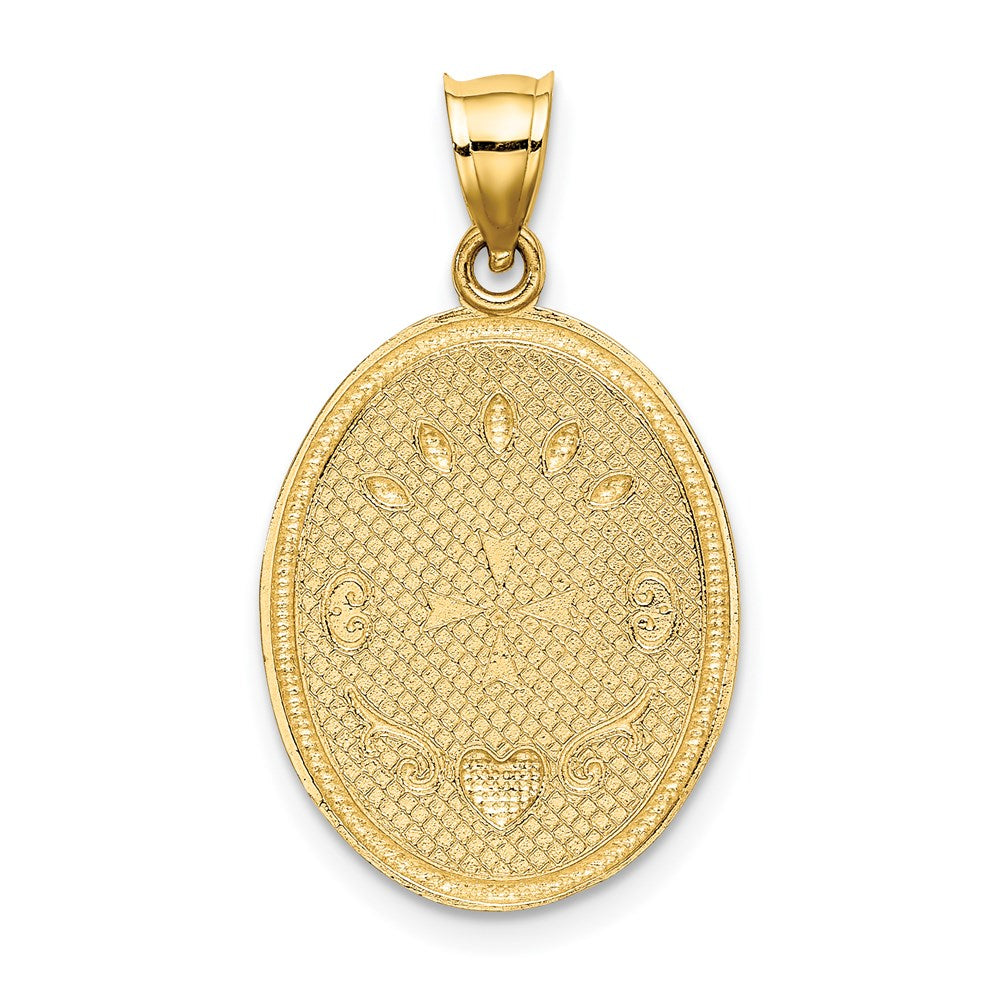 14K Gelb- und Rhodiumgold mit Rhodium Ovaler Engel-Charm mit Herz