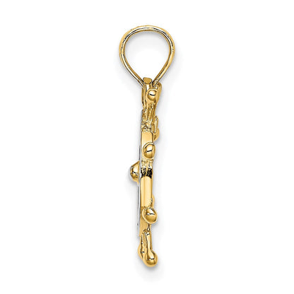 14K Gelb & Rhodium mit 2-d Ship Rad Charm