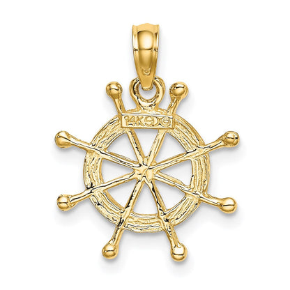14K Gelb & Rhodium mit 2-d Ship Rad Charm