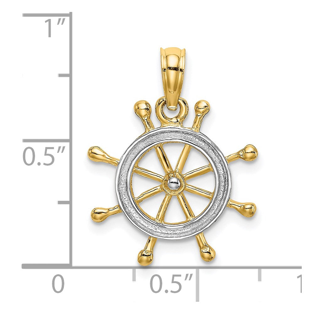 14K Gelb & Rhodium mit 2-d Ship Rad Charm