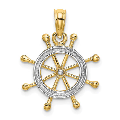 14K Gelb & Rhodium mit 2-d Ship Rad Charm