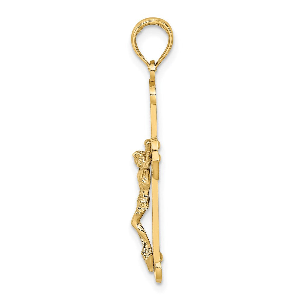 14K Bicolor Gold Gravierter Kruzifix-Charm