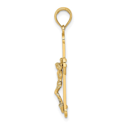 14K Bicolor Gold Gravierter Kruzifix-Charm